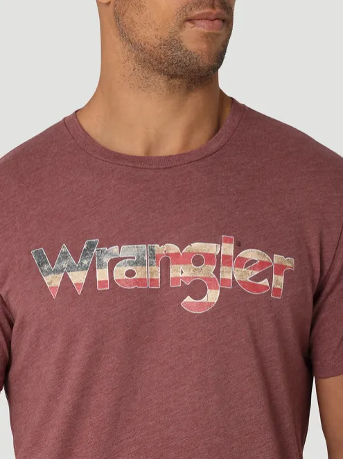 112325765 - Wrangler Men’s American Flag Kabel T-Shirt - Burgundy Heather