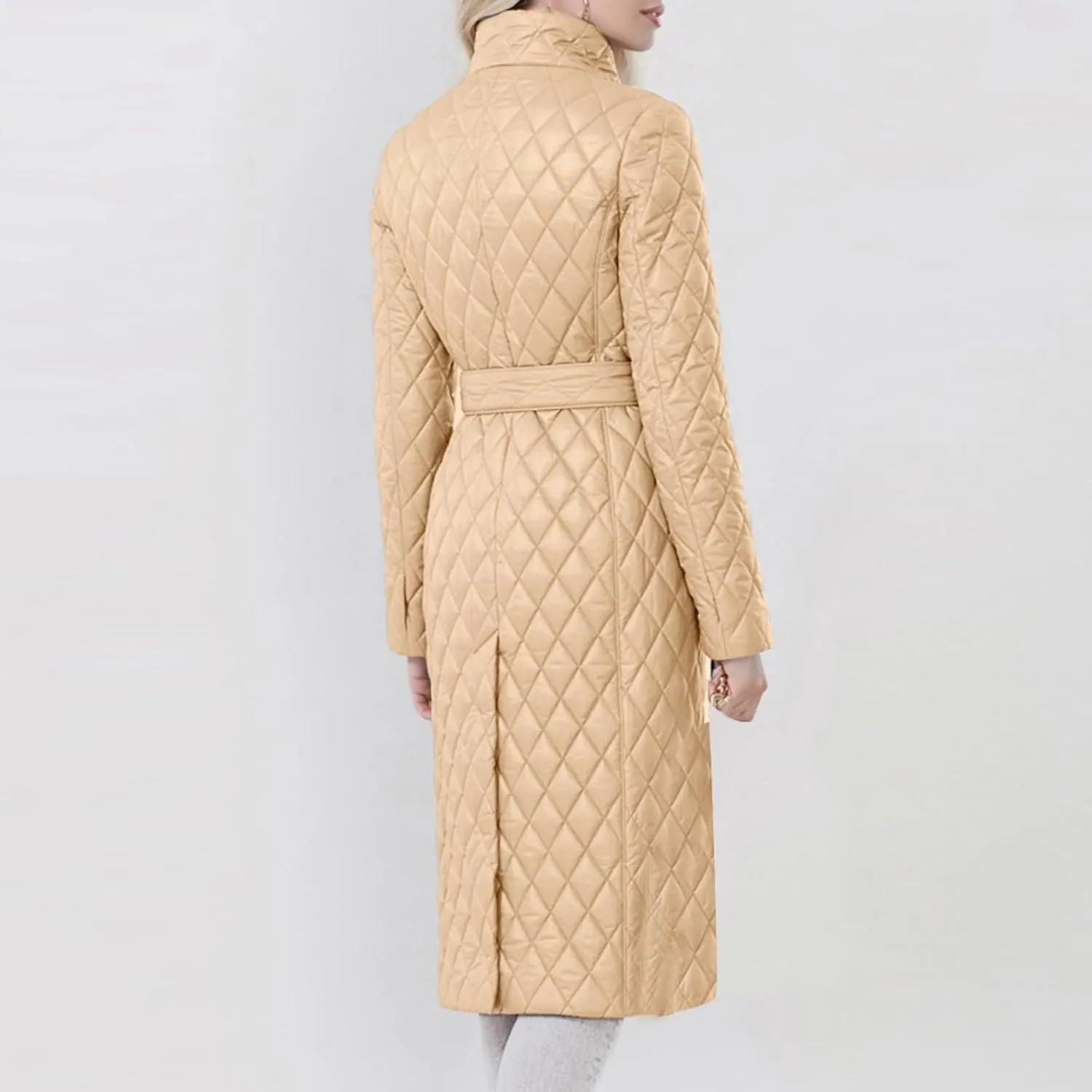 2023 Womens Down Jackets Long Quilted Lightweight Puffer Coat Windproof Warm Winter Jacket Trendy Casual Outerwear With Belt
