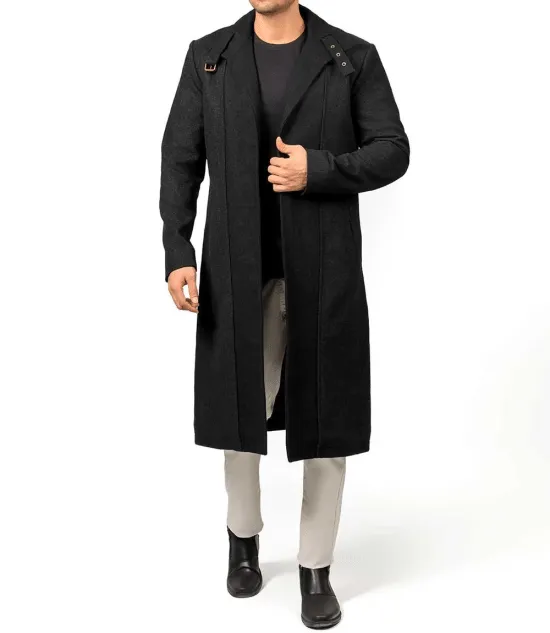 Abbate Dark Grey Long Mens Wool Coat