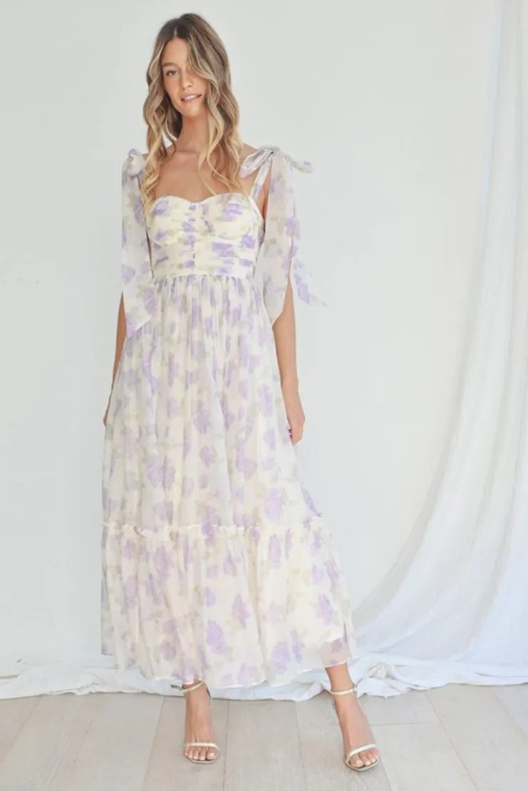 Abigail Midi Dress - Lavender Florals