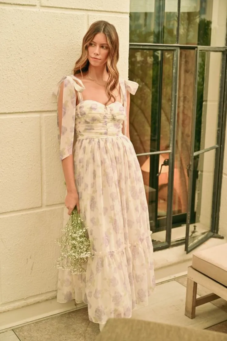 Abigail Midi Dress - Lavender Florals