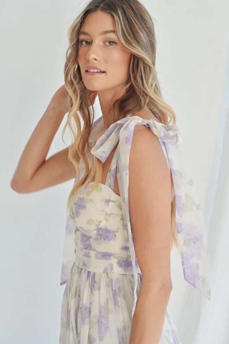 Abigail Midi Dress - Lavender Florals