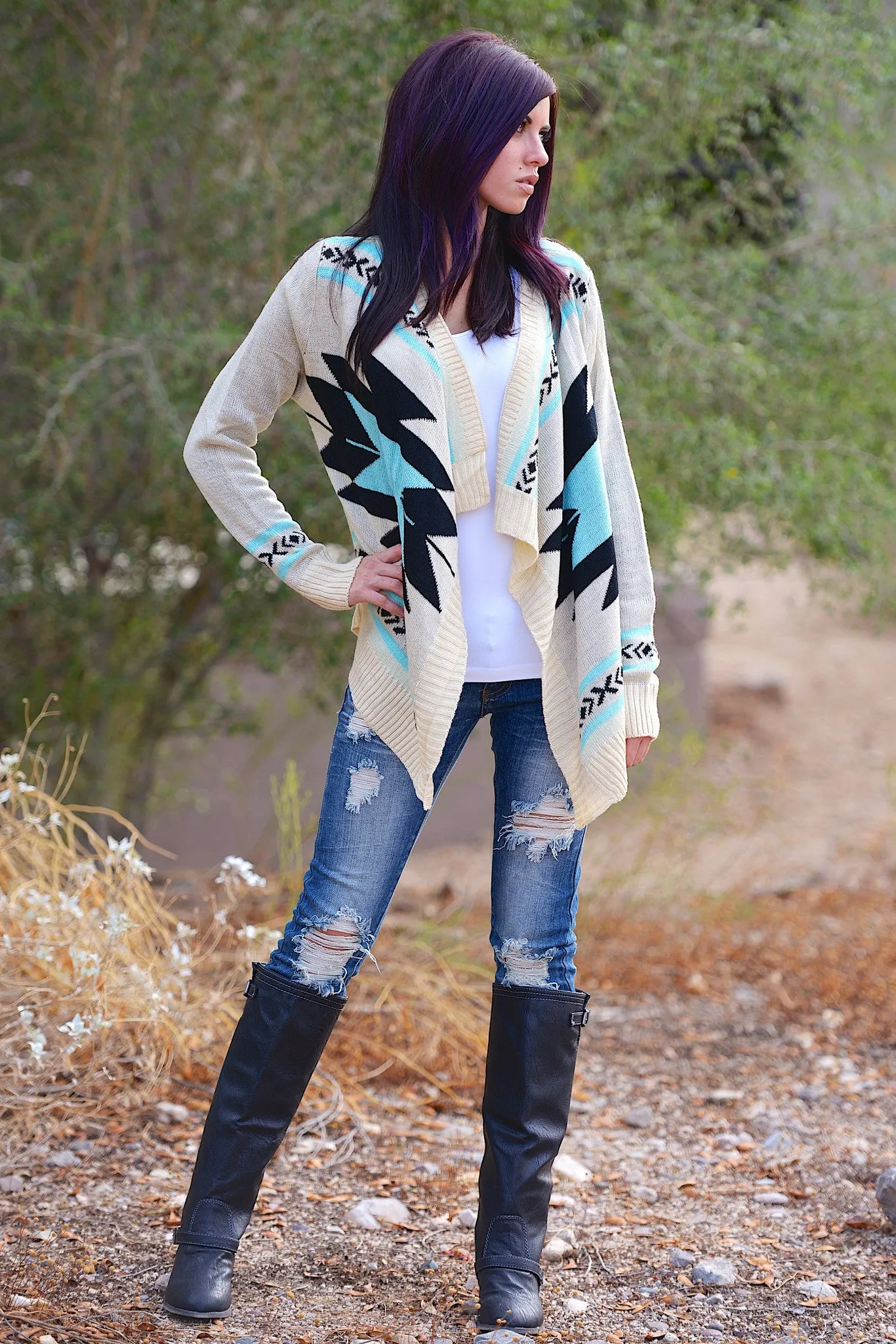 All You Need Is Love Cardigan - Aqua