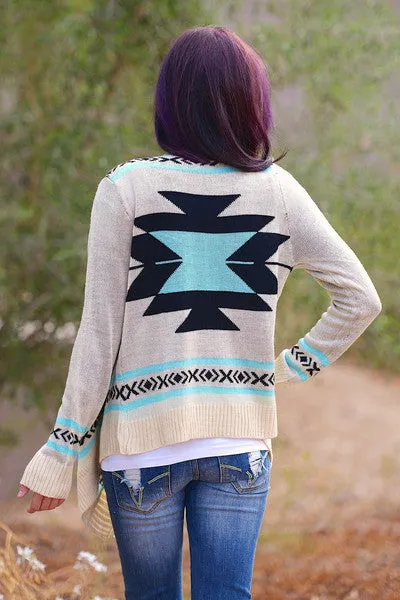 All You Need Is Love Cardigan - Aqua