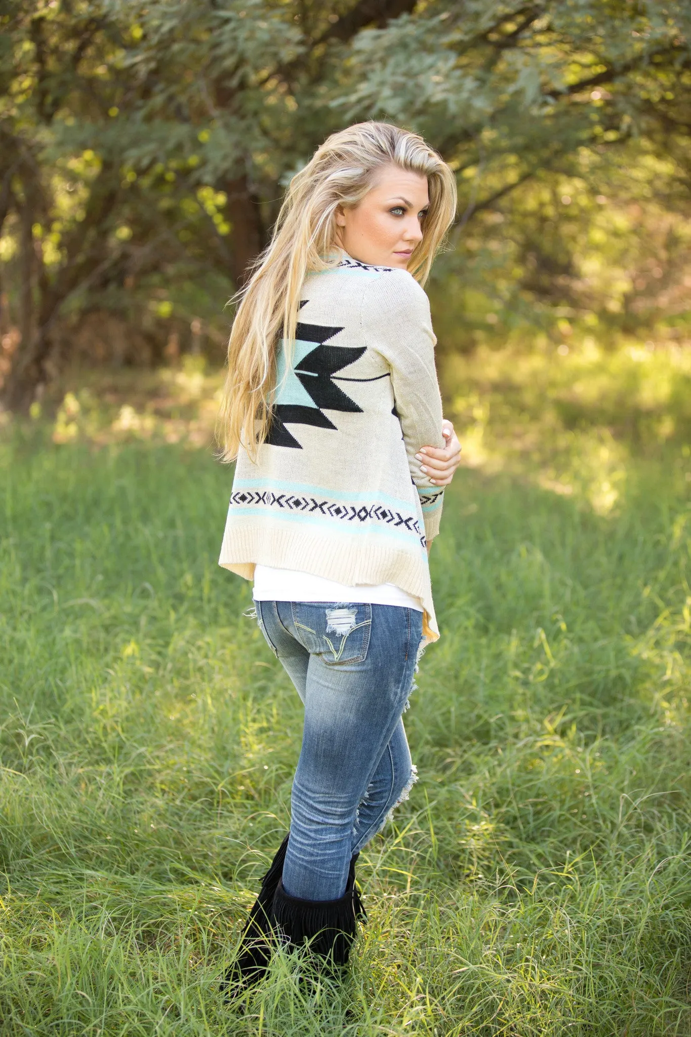 All You Need Is Love Cardigan - Aqua