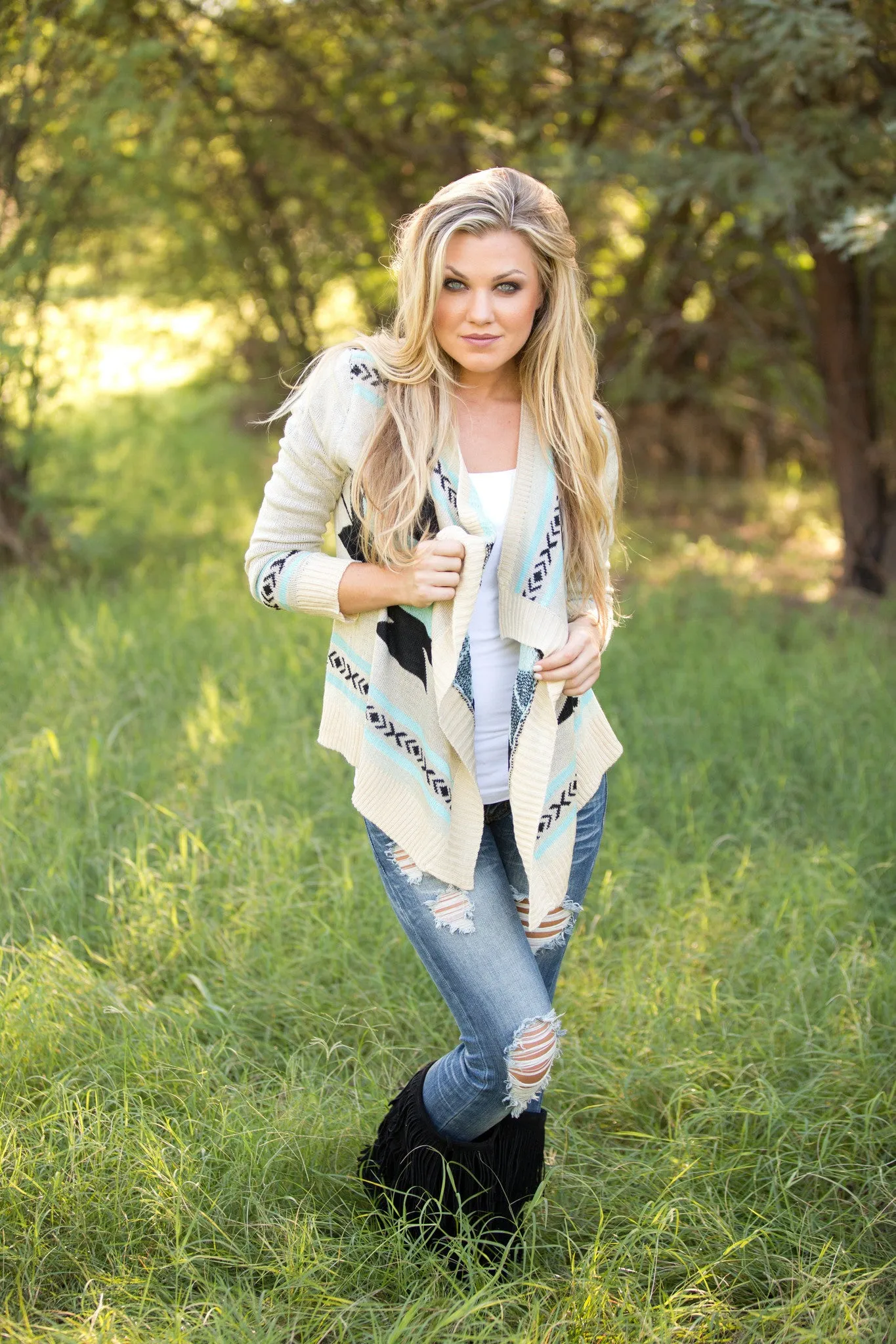 All You Need Is Love Cardigan - Aqua