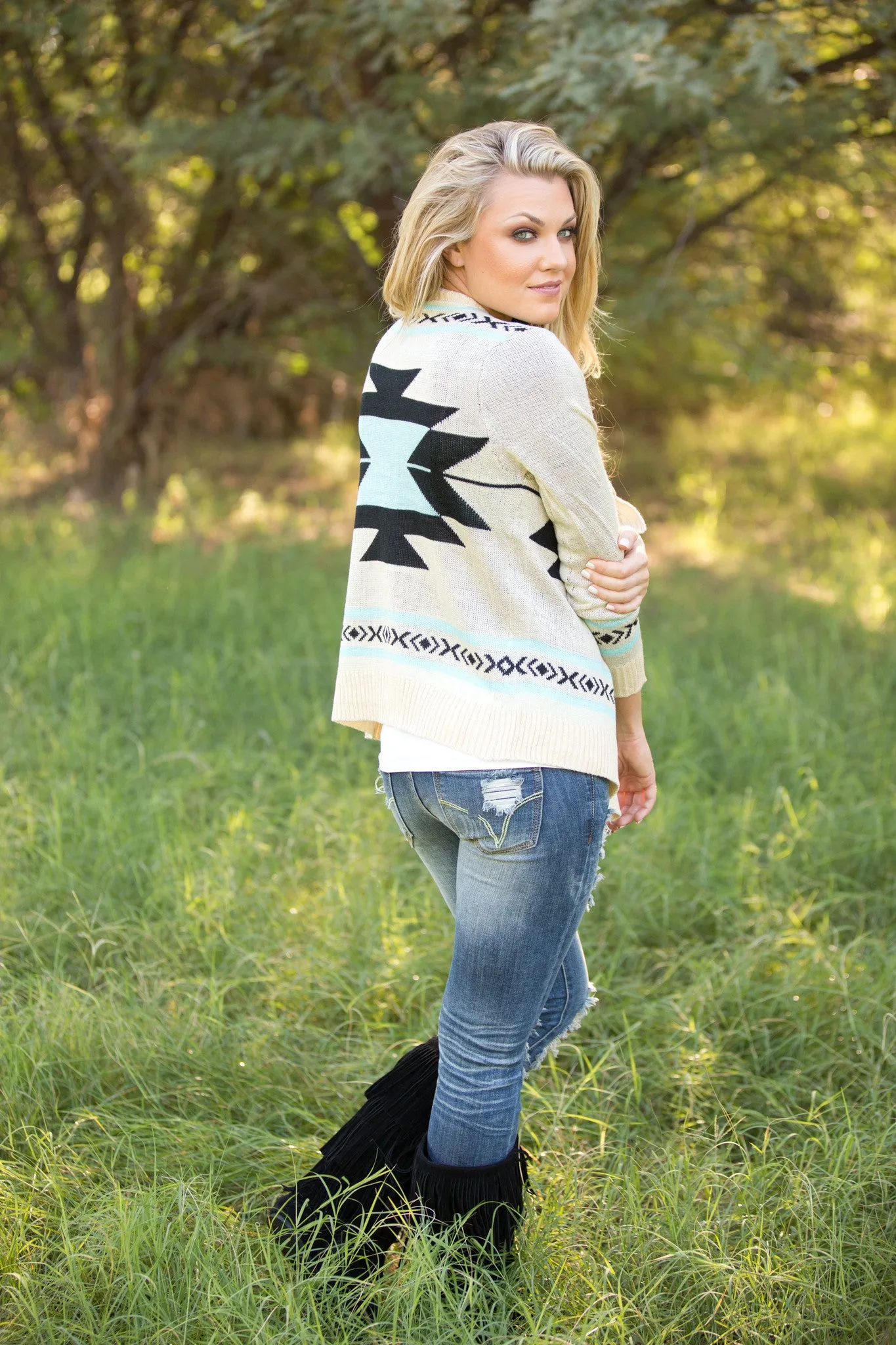 All You Need Is Love Cardigan - Aqua