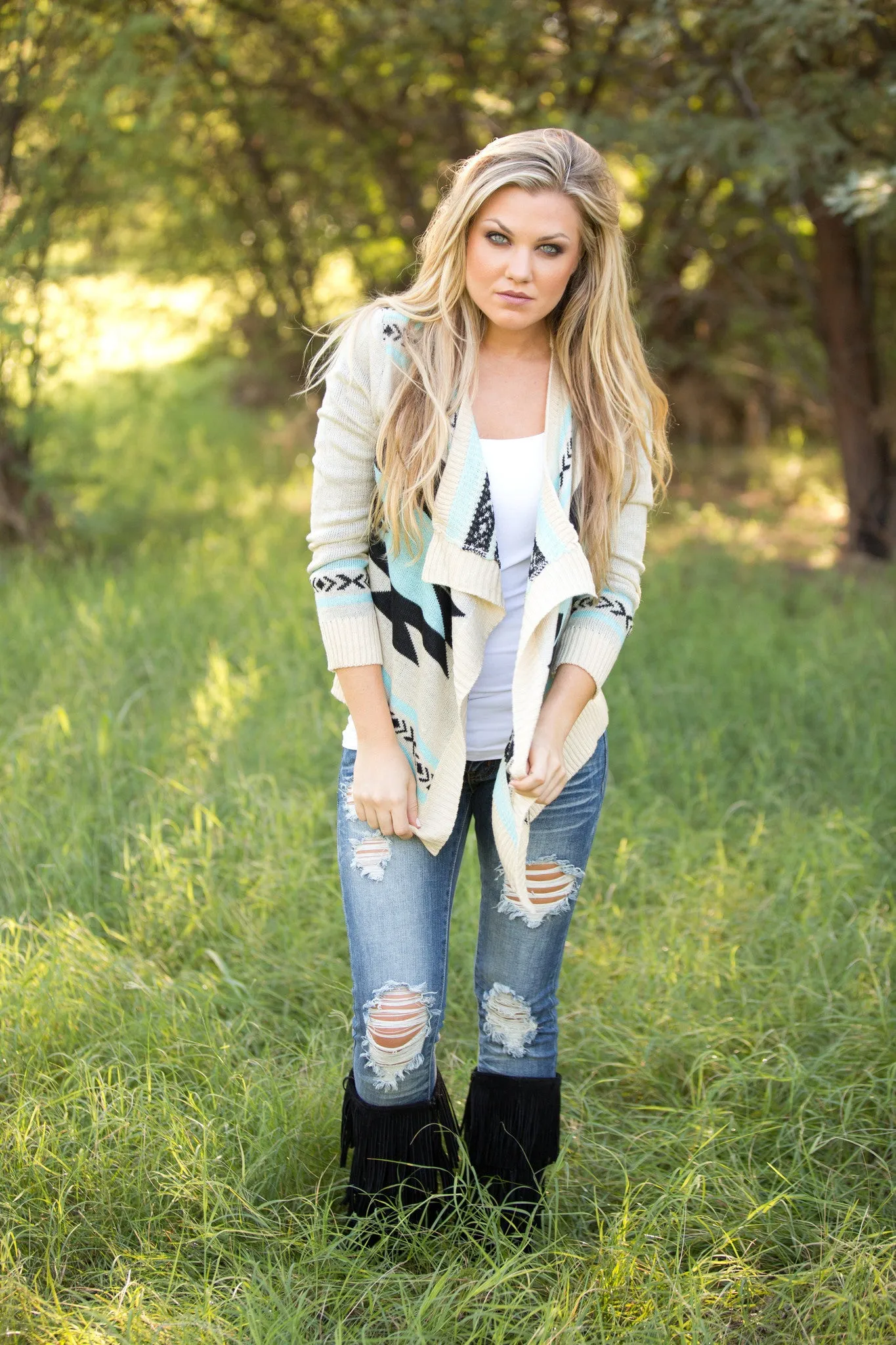 All You Need Is Love Cardigan - Aqua