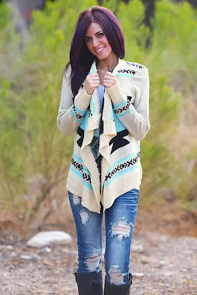 All You Need Is Love Cardigan - Aqua