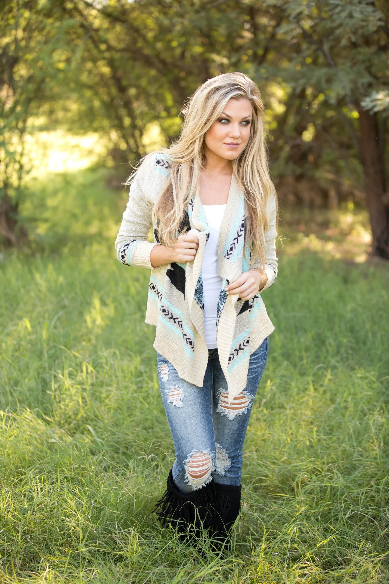 All You Need Is Love Cardigan - Aqua