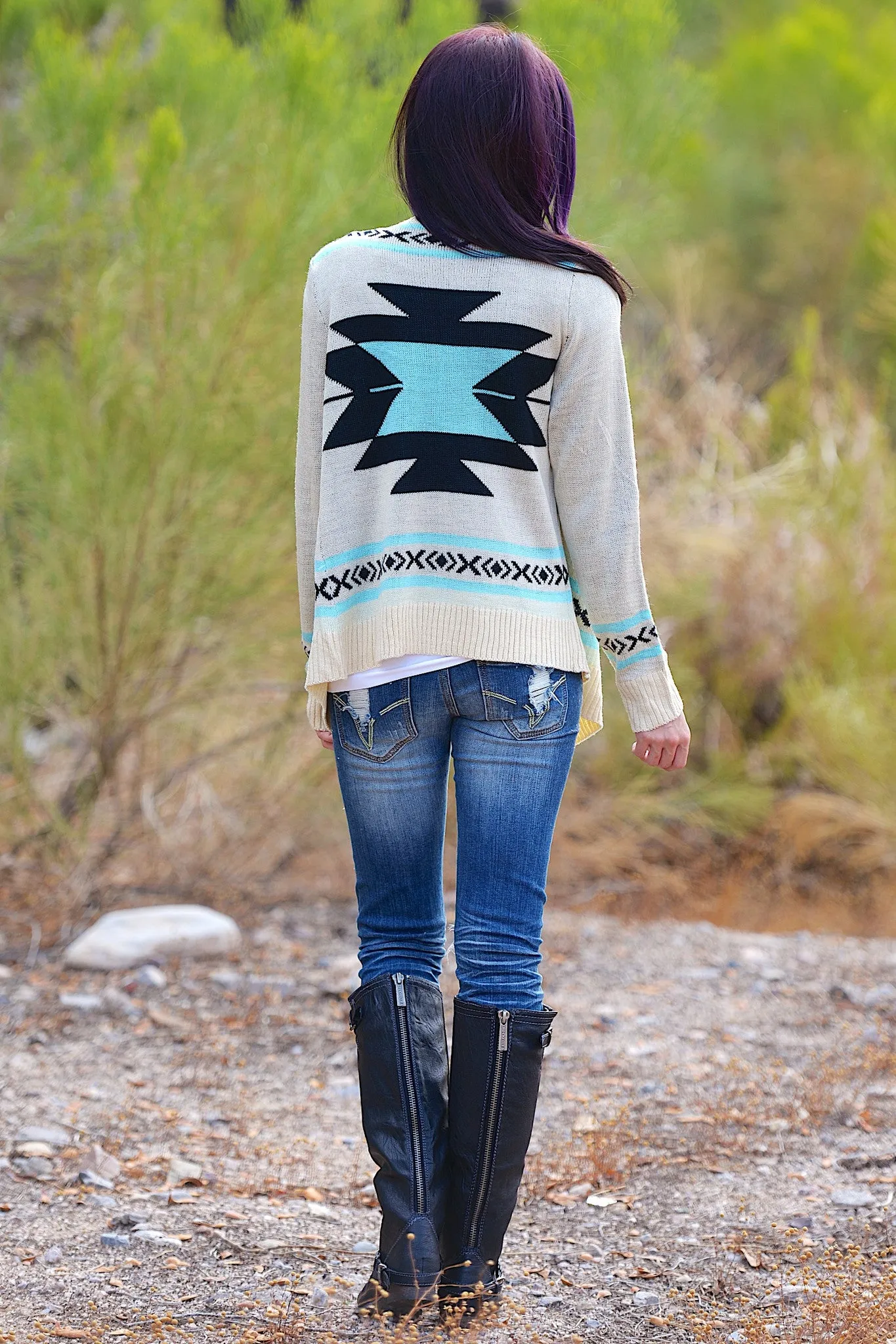All You Need Is Love Cardigan - Aqua