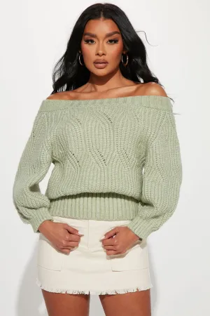 Aurora Off The Shoulder Sweater - Sage