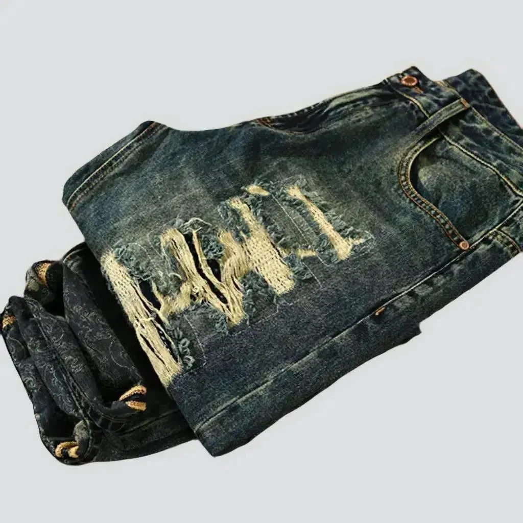Baggy men's distressed jeans