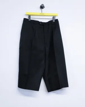 Black Virgin Wool Cut Off Suiting Shorts