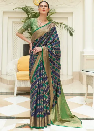 Blue & Green Zari Woven Patola Silk Saree