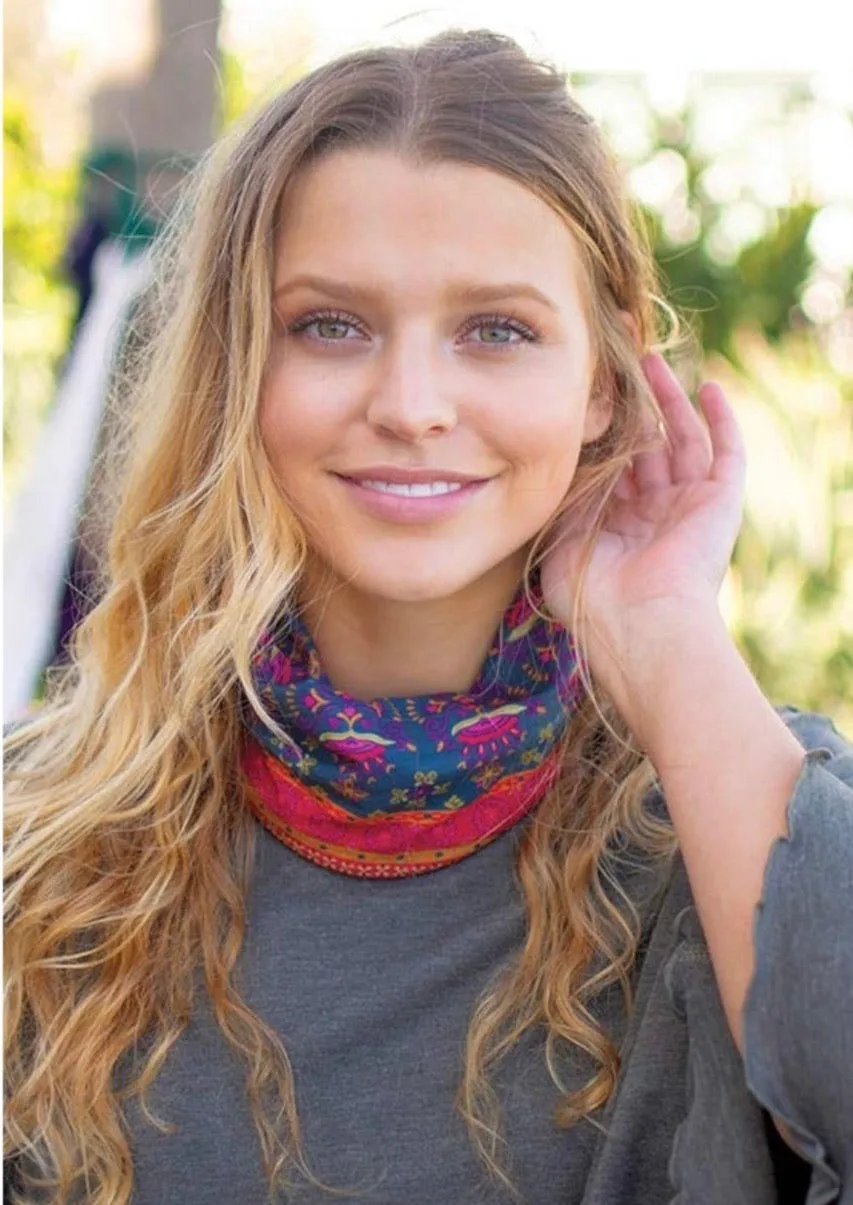 Boho Bandeau - Navy Red Floral
