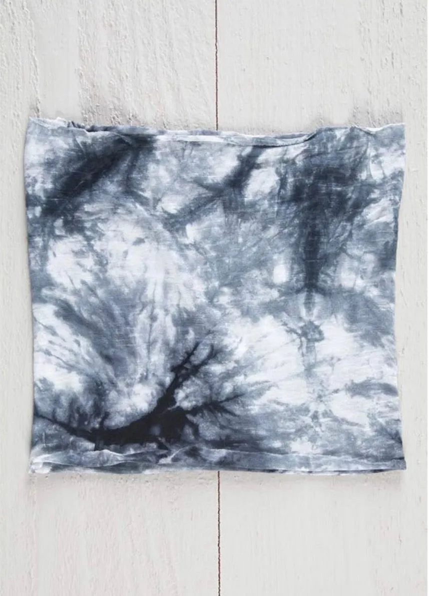 Boho Half Bandeau - Black & White Tie Dye