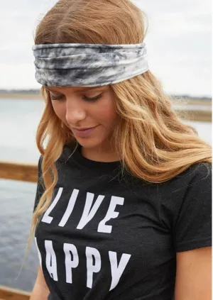 Boho Half Bandeau - Black & White Tie Dye