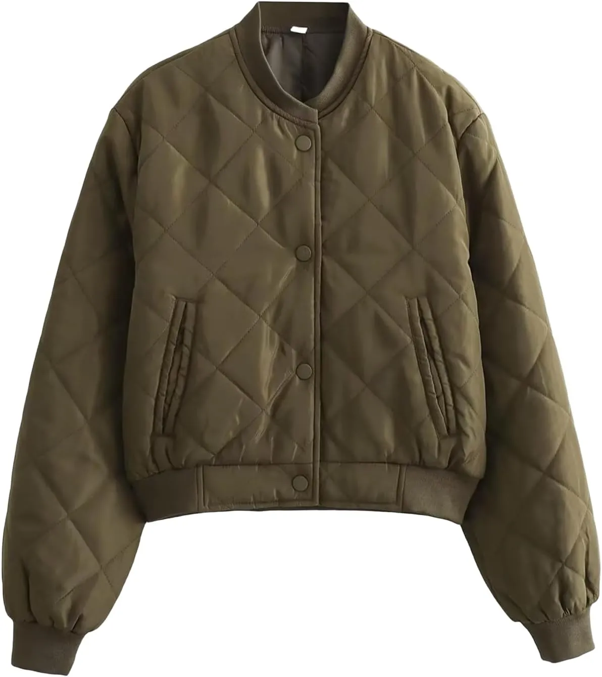 Bomber Jacket Women Dolman Quilted Jackets Lightweight Fall Clothes Casual Coat Button Down Outwear Windbreaker Pocket