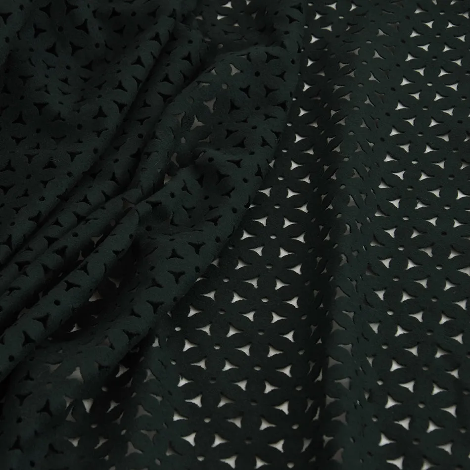 Bottle Green Laser-cut Floral Wool 5260