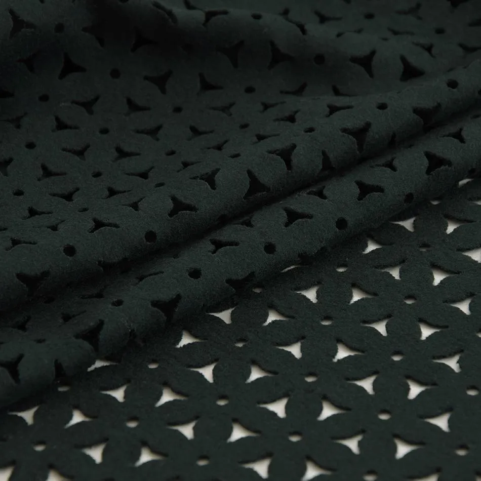Bottle Green Laser-cut Floral Wool 5260