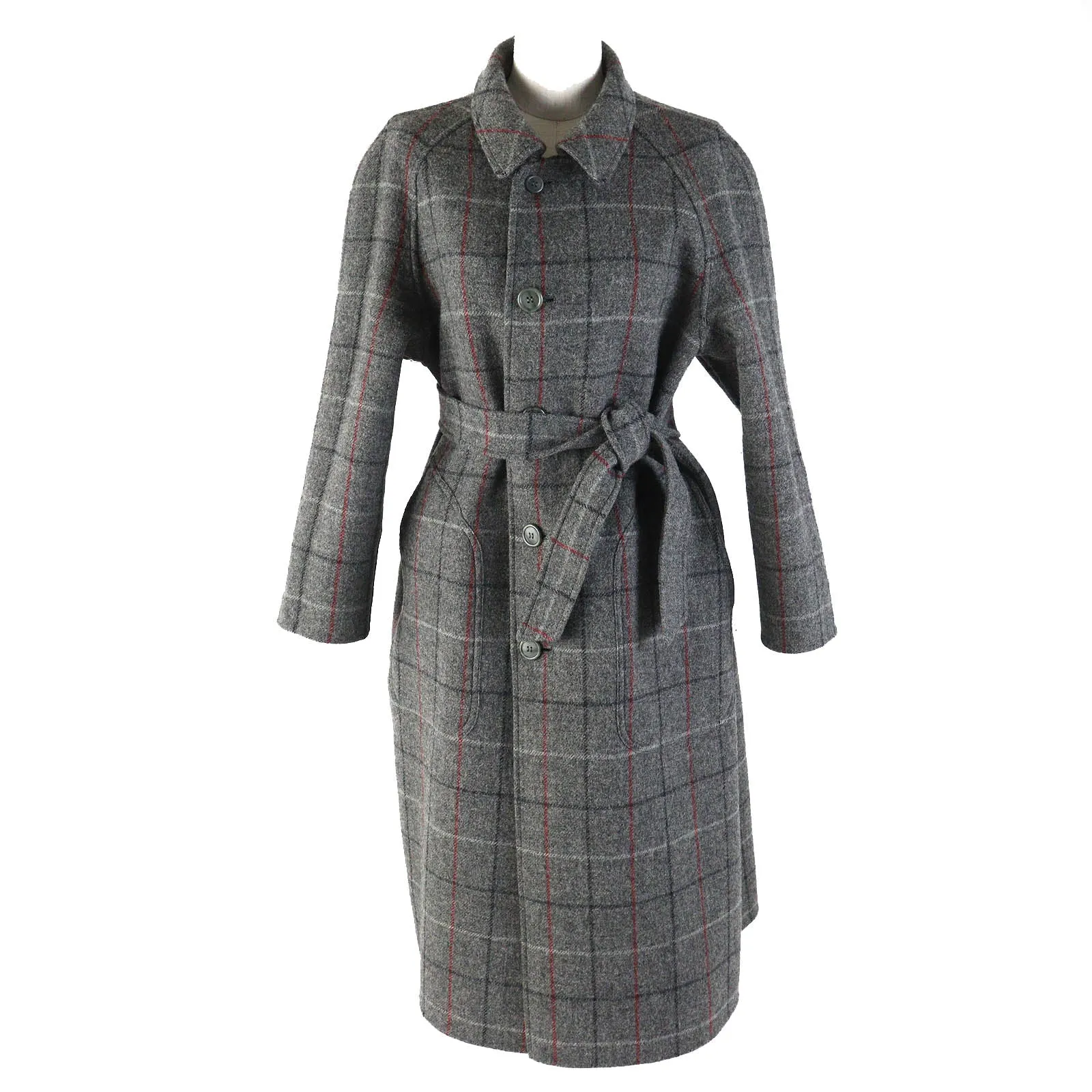 Burberry Wool Reversible Long Coat Gray Women