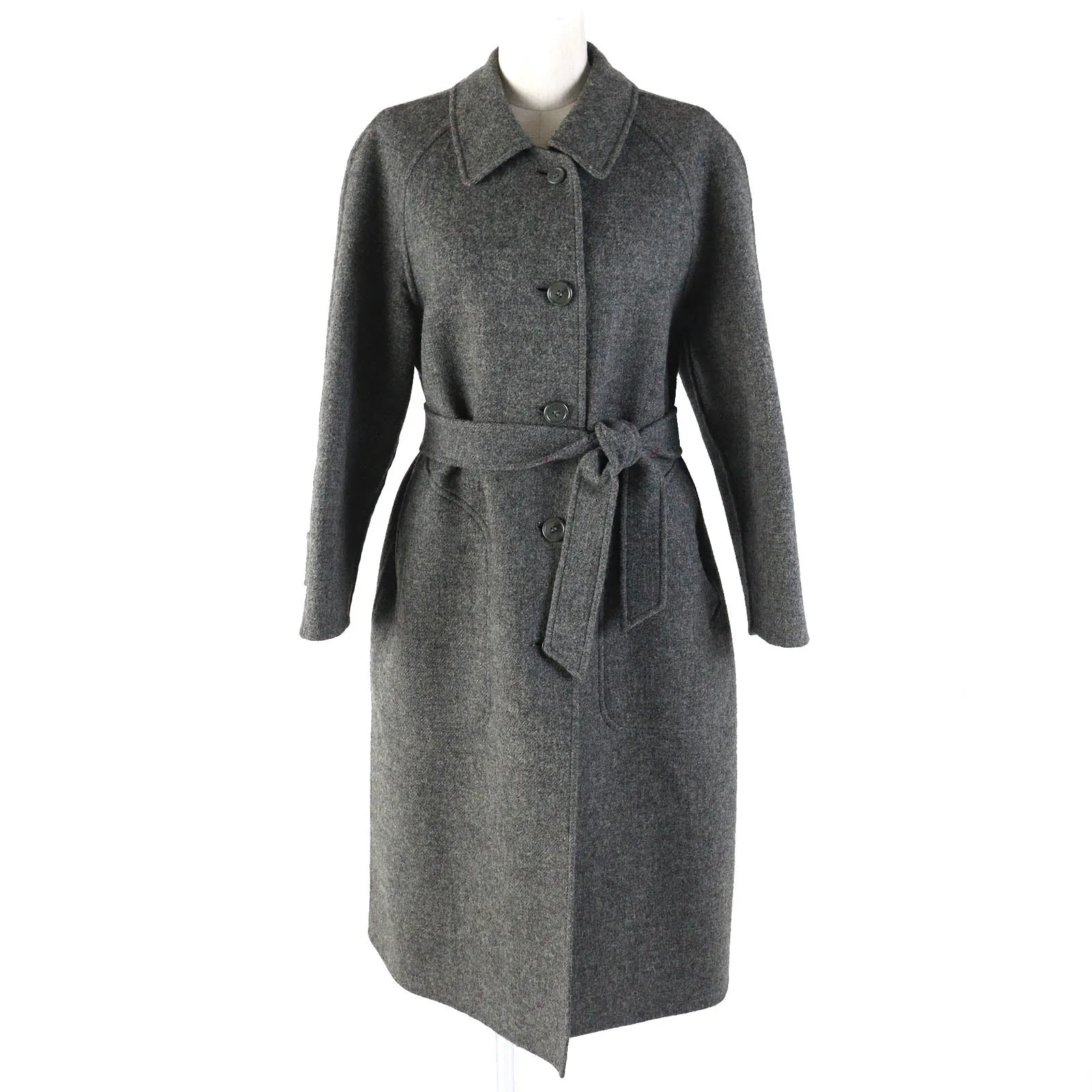 Burberry Wool Reversible Long Coat Gray Women