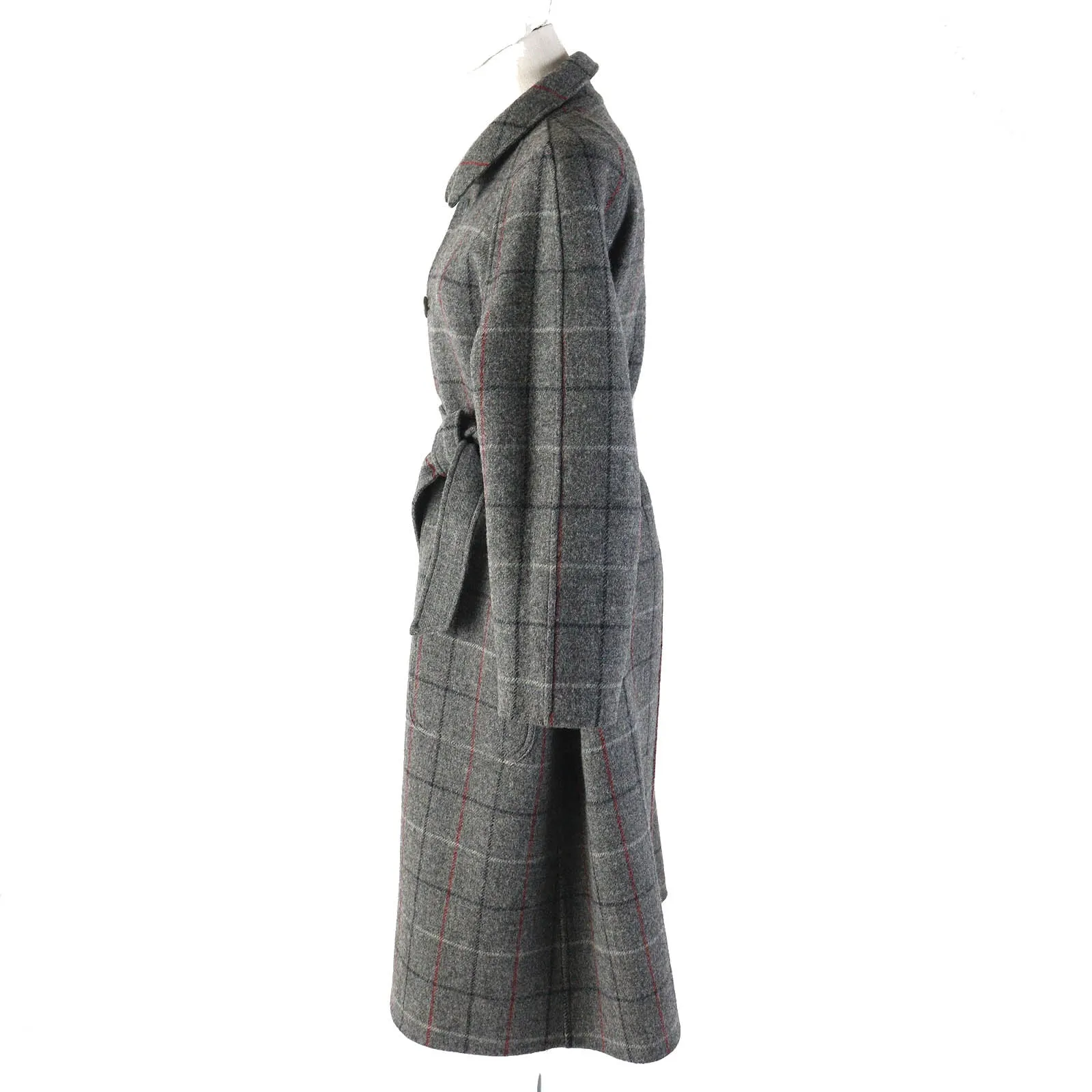 Burberry Wool Reversible Long Coat Gray Women