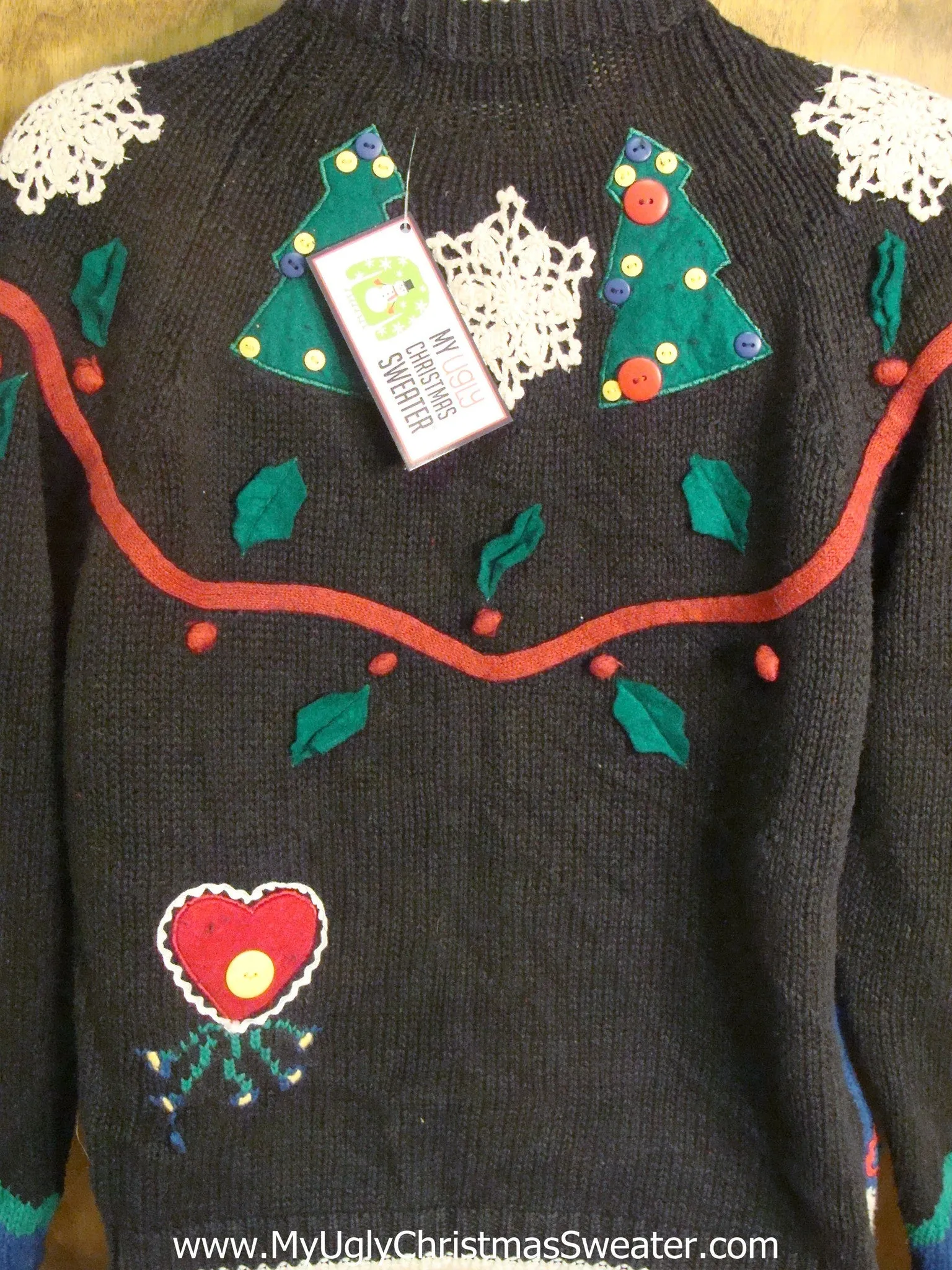 Button Decorations Ugly Christmas Sweater