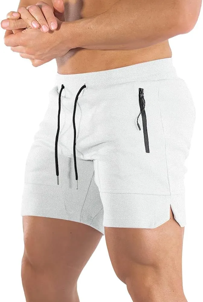 BUXKR Mens Workout Shorts 5 Inch Quick Dry Gym Shorts for Men Athletic Running Shorts with Zipper Pockets