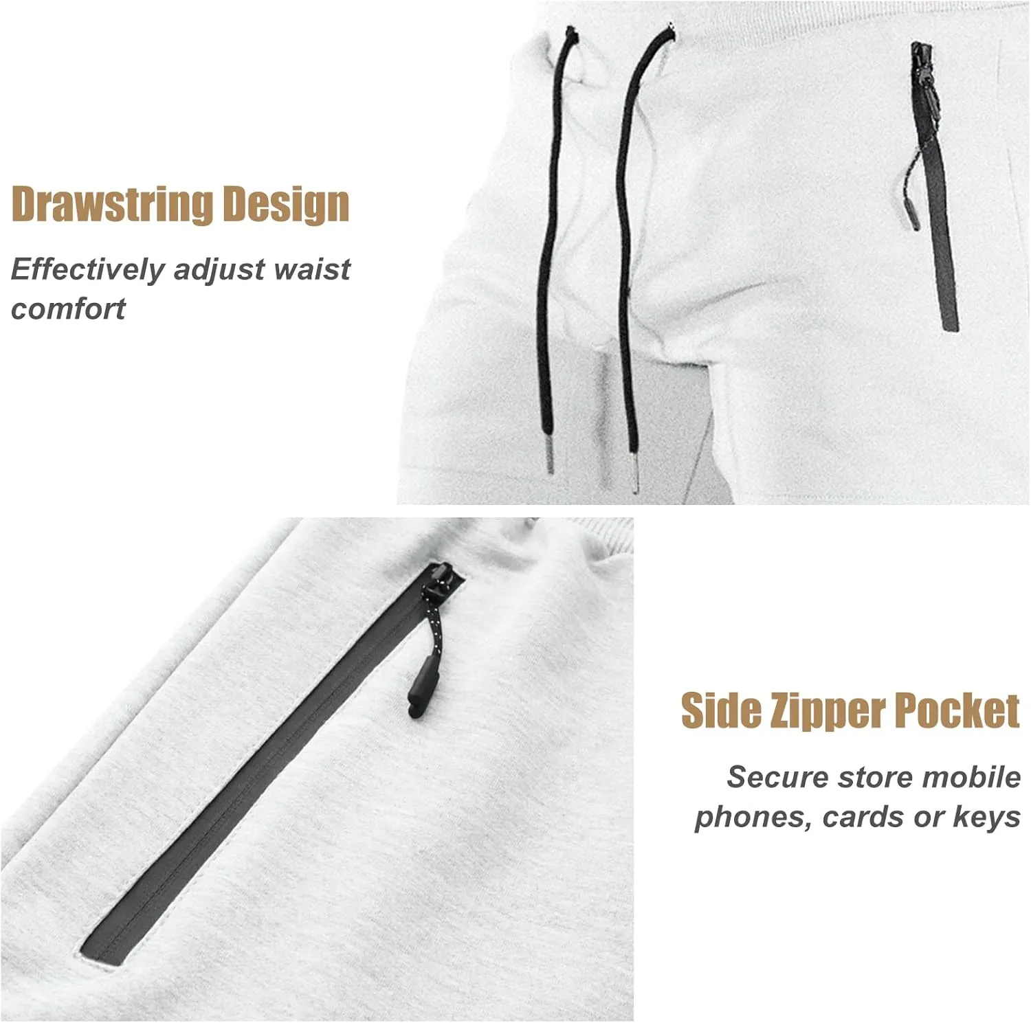 BUXKR Mens Workout Shorts 5 Inch Quick Dry Gym Shorts for Men Athletic Running Shorts with Zipper Pockets