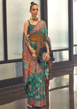 Castleton Green Jamawar Woven Cotton Silk Saree