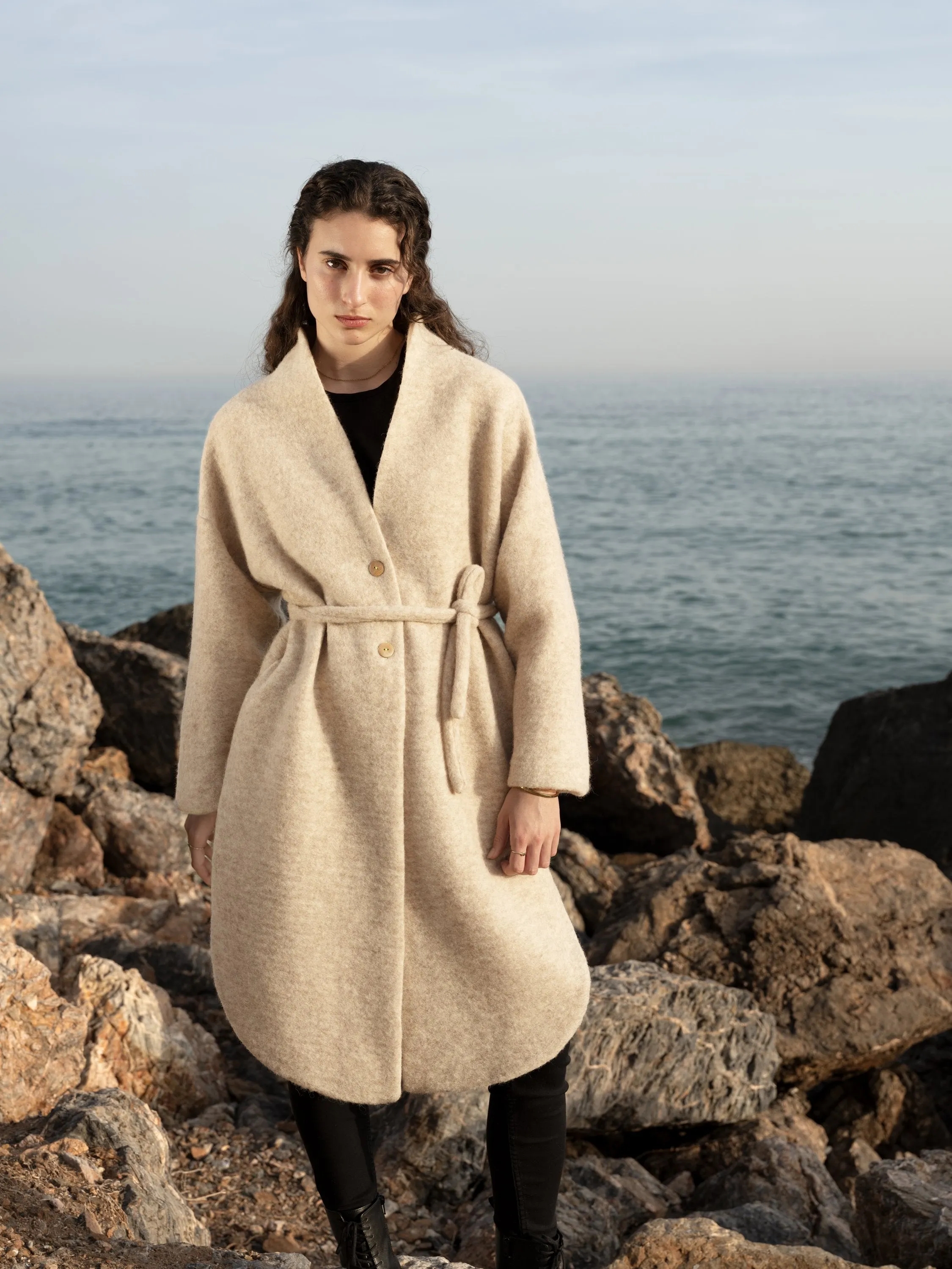 Cigala Coat Blue Organic Wool