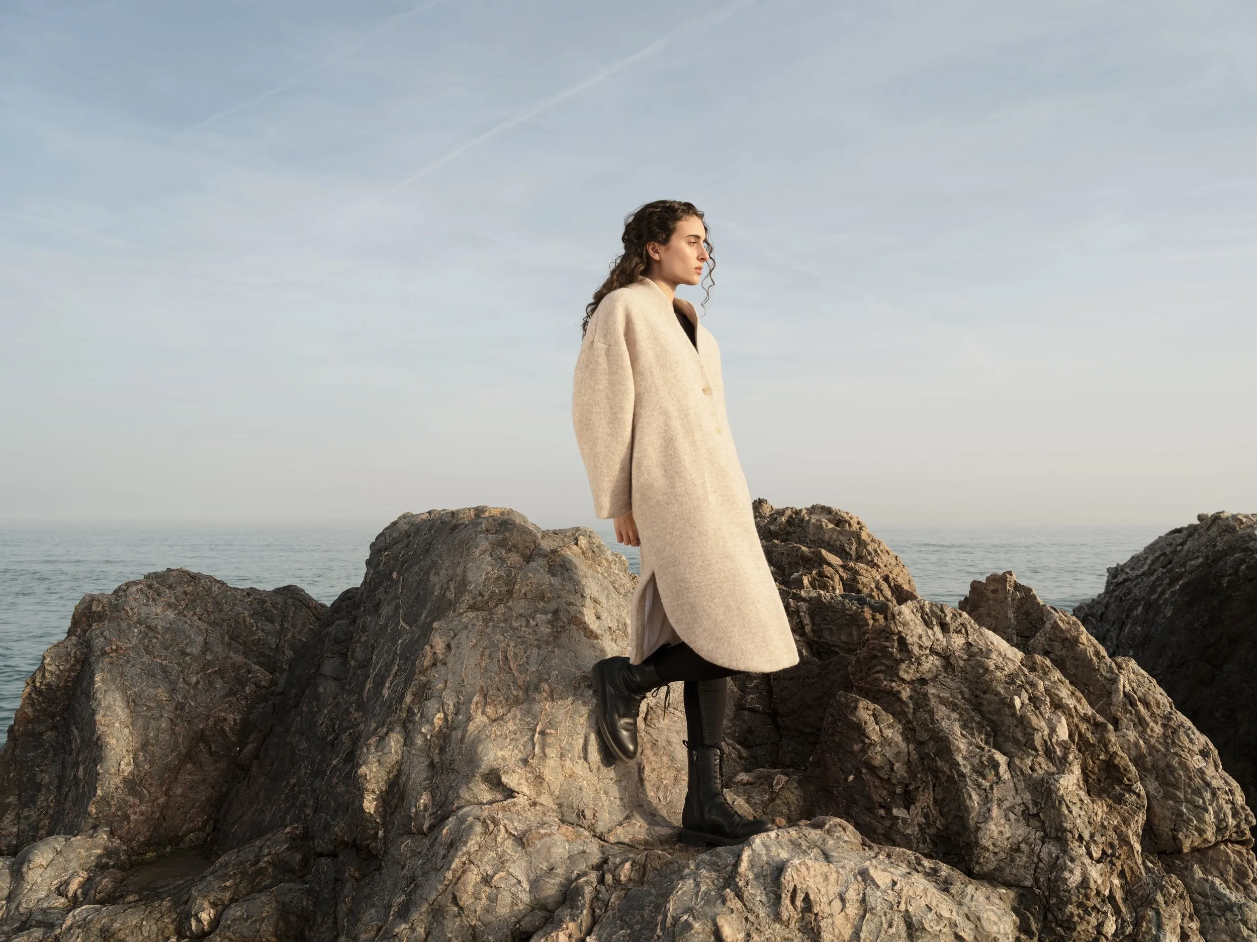 Cigala Coat Blue Organic Wool