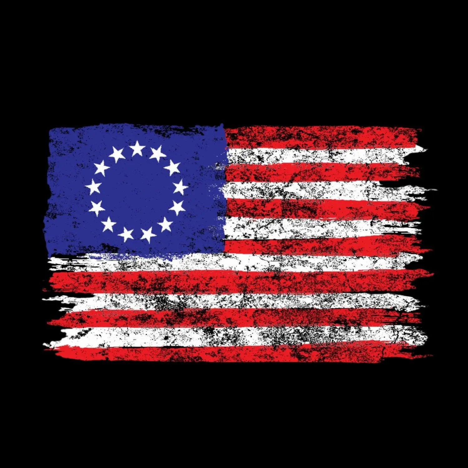 Colonial Betsy Ross Flag T-Shirt - Black