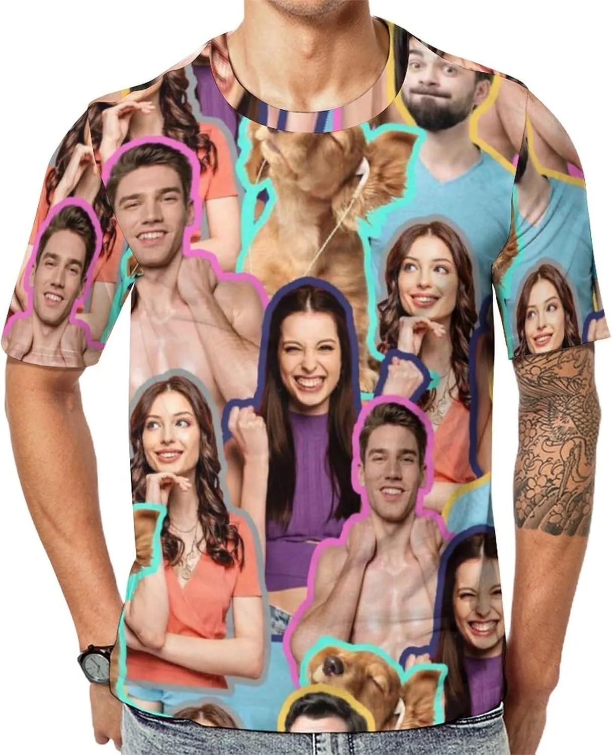 Custom T Shirts with face Personalized T Shirt for Men Women with Picture Design Your Own Shirt Add Text/Image
