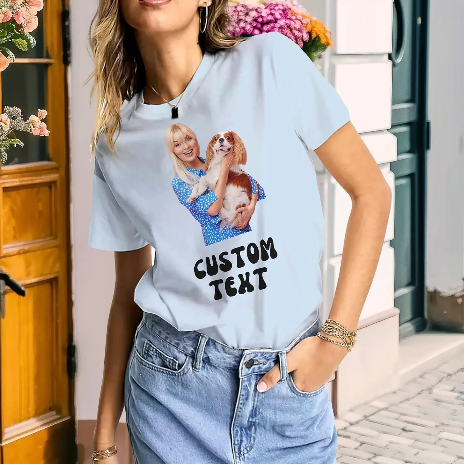 Custom T Shirts with face Personalized T Shirt for Men Women with Picture Design Your Own Shirt Add Text/Image