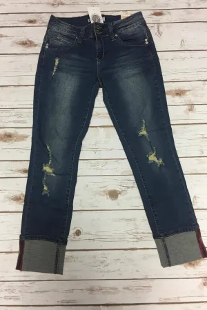 Distressed Cuffed Jeans {Medium Wash}