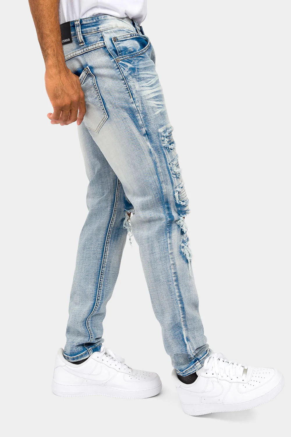 Distressed Diamond Denim Jeans