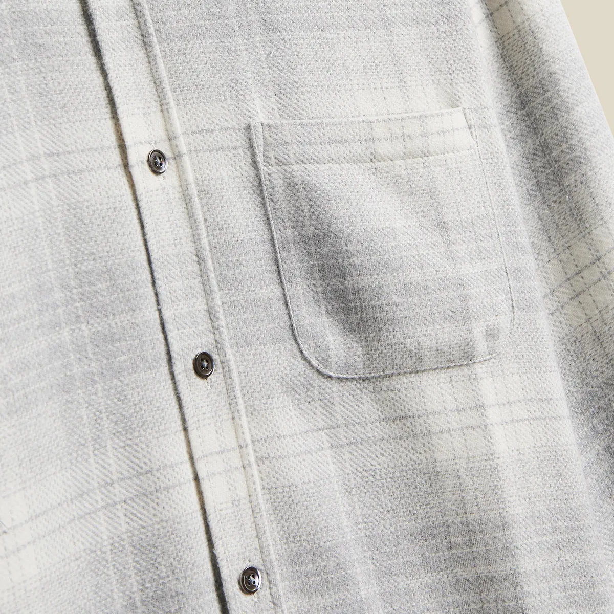 Fabri Plaid Flannel Shirt - Cream/Grey