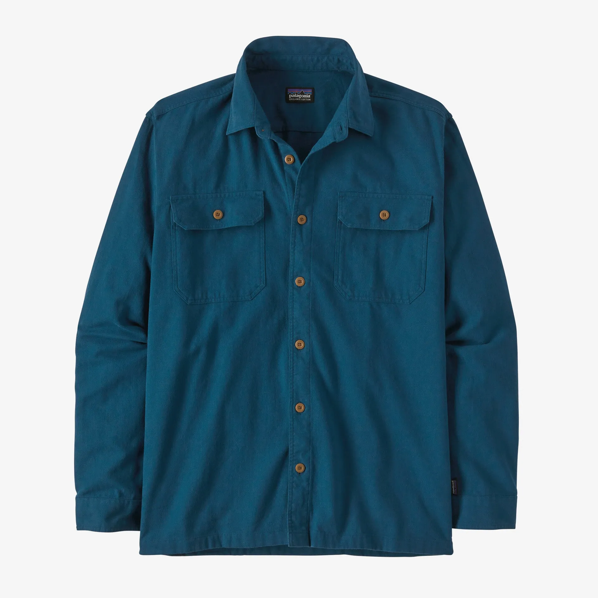 Fjord Patagonia Men's Mid-Weight Organic Cotton Flannel Long Sleeve Shirt , lagom blue