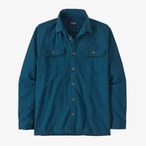 Fjord Patagonia Men's Mid-Weight Organic Cotton Flannel Long Sleeve Shirt , lagom blue