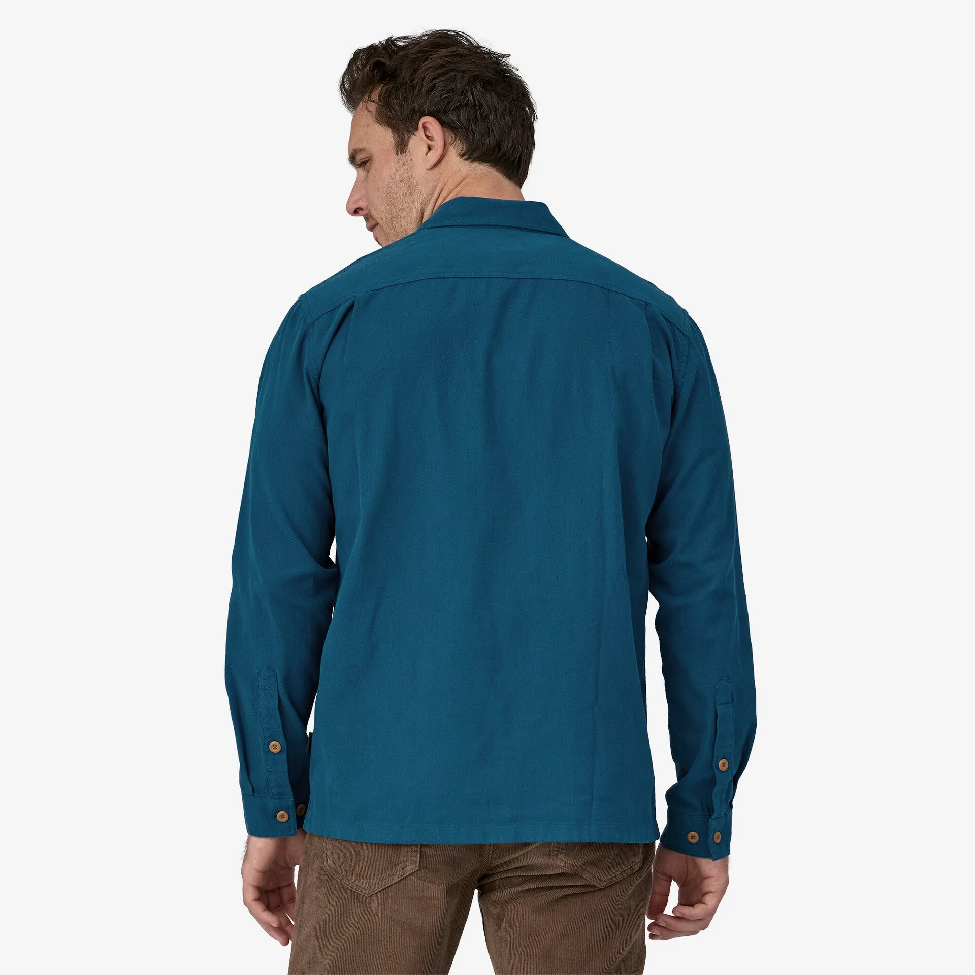 Fjord Patagonia Men's Mid-Weight Organic Cotton Flannel Long Sleeve Shirt , lagom blue