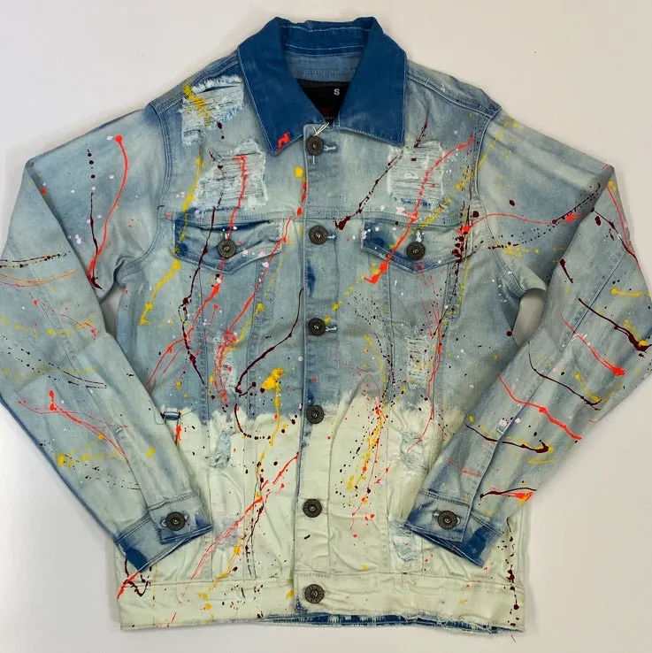 Focus- 2 tone paint splatter denim jacket