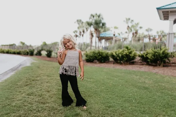 Girl's Black Denim Flare Pants