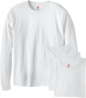 Hanes Essentials Men's Long Sleeve T-Shirt Pack, Men's Long Sleeve Tees, Crewneck Cotton T-Shirts, 4-Pack