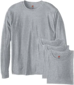 Hanes Essentials Men's Long Sleeve T-Shirt Pack, Men's Long Sleeve Tees, Crewneck Cotton T-Shirts, 4-Pack