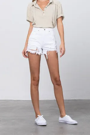 High Rise White Denim Shorts - Online Exclusive