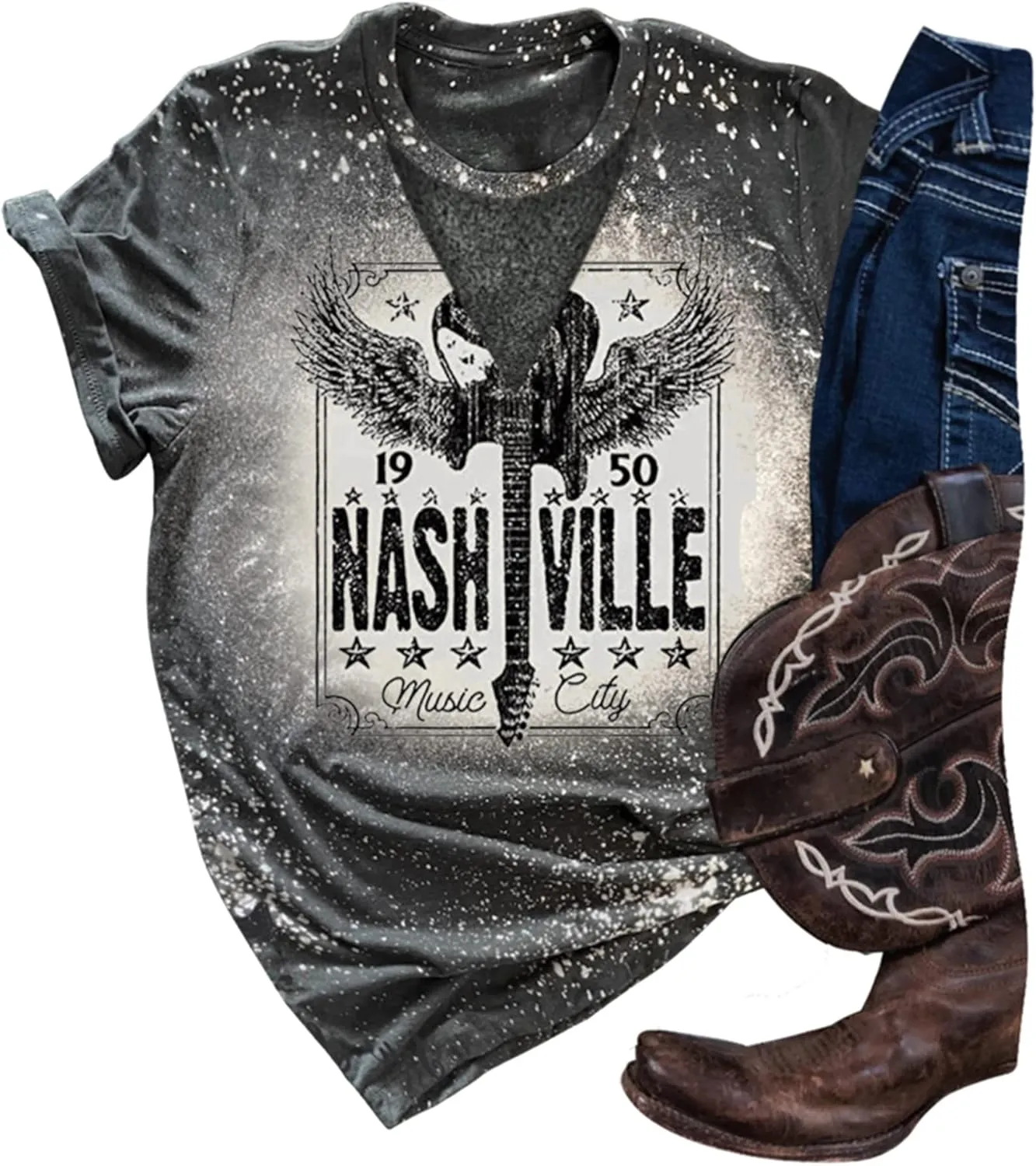Hollow Out T Shirts for Women Western Graphic Shirts Country Cowgirls Shirts Casual Short Sleeve V Neck Tops