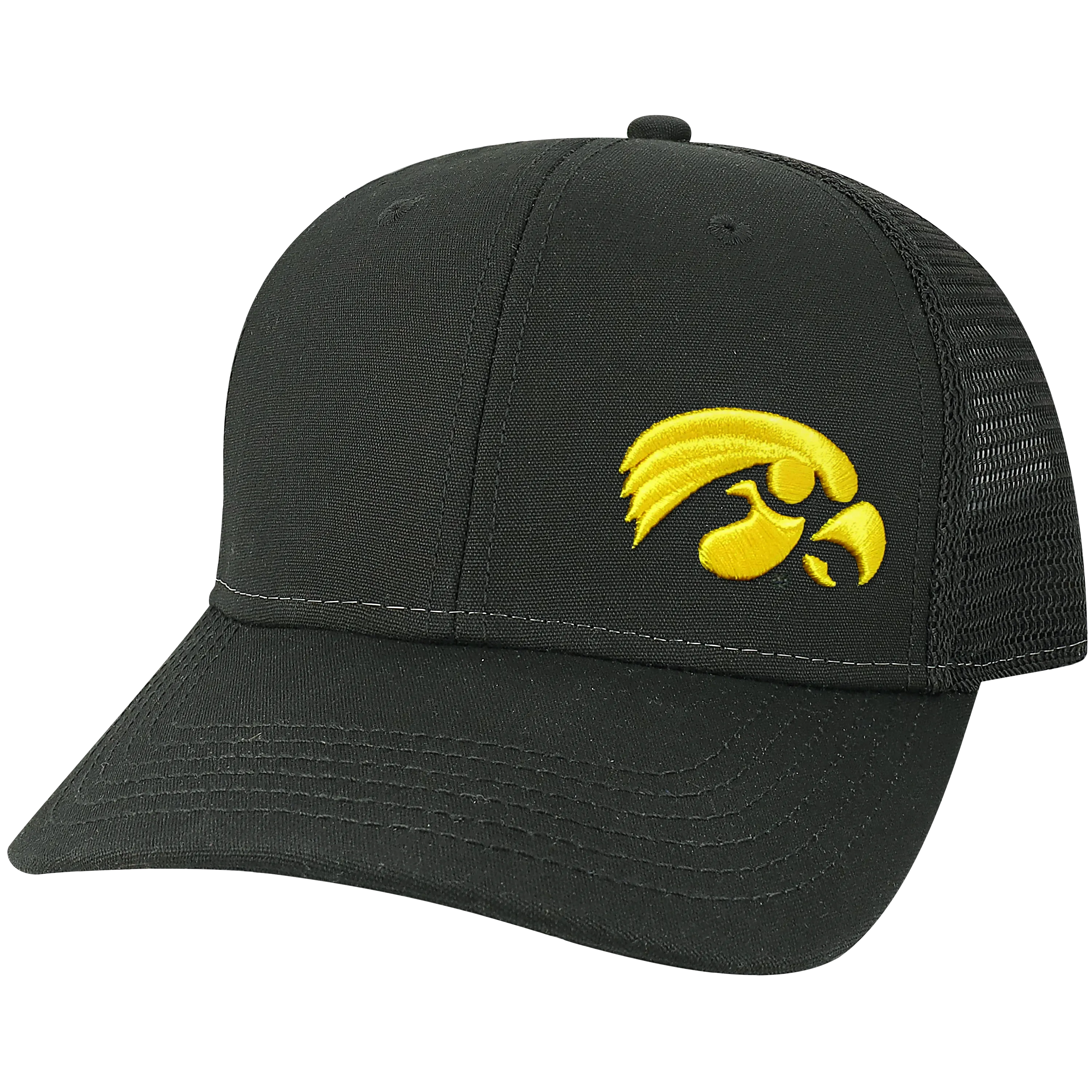 Iowa Hawkeyes Black Mid-Pro Snapback Adjustable Trucker Hat